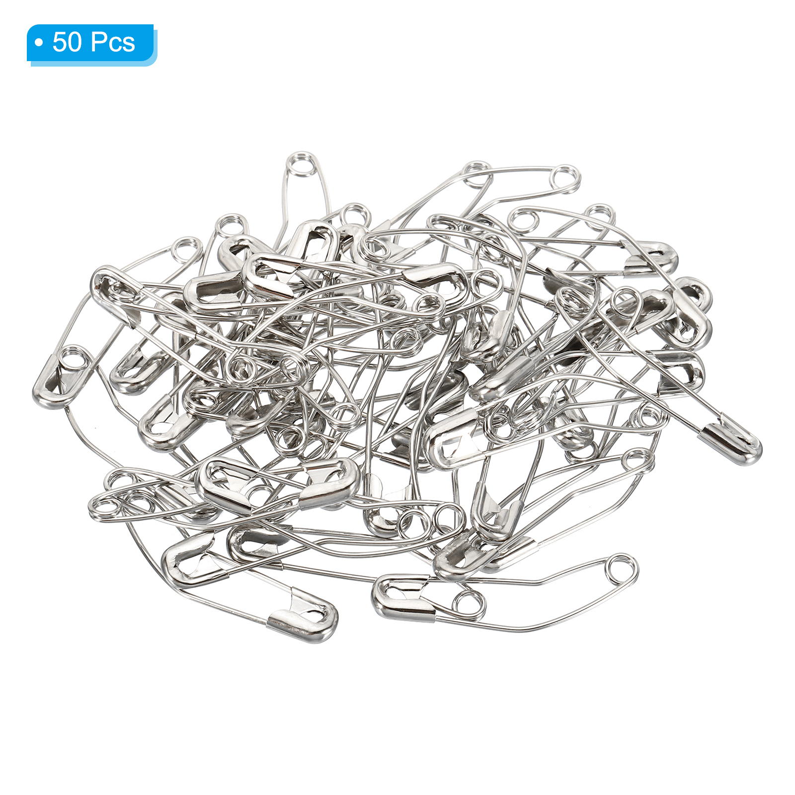 Uxcell Safety Pins 1.5 Inch Metal Nickel Plated Curved Sewing Pins Silver  Tone 50Pcs 