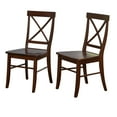 thumbnail image 7 of Rubberwood Cross Back Dining Side Chairs, Brown (Set of 2), 7 of 7