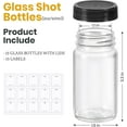 thumbnail image 2 of Natonhi 15 Pack 2 oz Glass Shot Mini Bottles Black Lids & 15 Labels - Small Clear Jar for Travel Essentials, 2 of 6