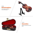 thumbnail image 2 of OULII Mini Violin Model Ornament Desktop Adornment Brown Plastic Home Decor Set, 2 of 6