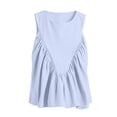 thumbnail image 6 of Sewkxo Shirred Swing Tank Tops for Women Fashion Flowy Sleeveless Shirts Casual Crew Neck Blouse Loose Fit Ruffled Tops,Light Blue XL, 6 of 7