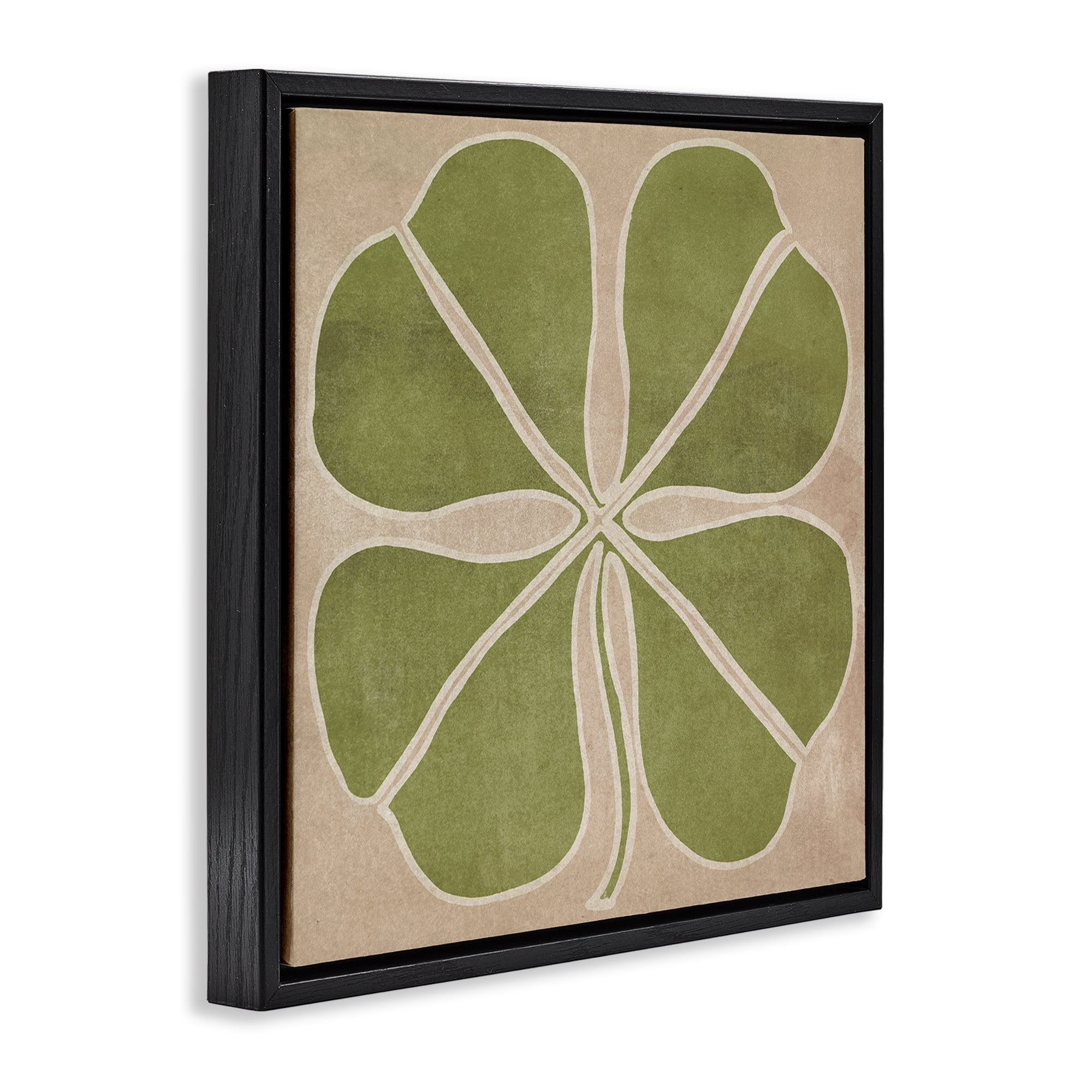Neutral Symmetrical Clover Black Framed Floater Canvas Wall Art, design by June Erica Vess