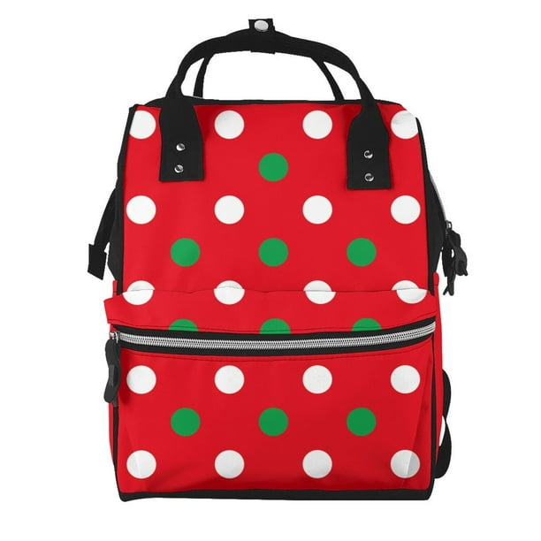 Easygdp White and Green Polka Dot para Bolsa de Bebé de Gran Capacidad con Múltiples Bolsillos, Bolsa de Pañales para Padres, Bolsa de Viaje Organizada y Elegante