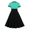 thumbnail image 3 of CEHVOM Robe Vintage à Pois pour Femmes, Imprimé Rétro, à Empiècements, Manches Courtes, Soirée, Col Rond, Fête, Bal, 3 of 6