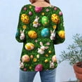 thumbnail image 4 of Xdegoge Easter Day Womens Tops Egg Floral Tee Colorful Pattern 3/4 Sleeve Holiday Casual Cute Holiday Celebration Shirt, 4 of 6