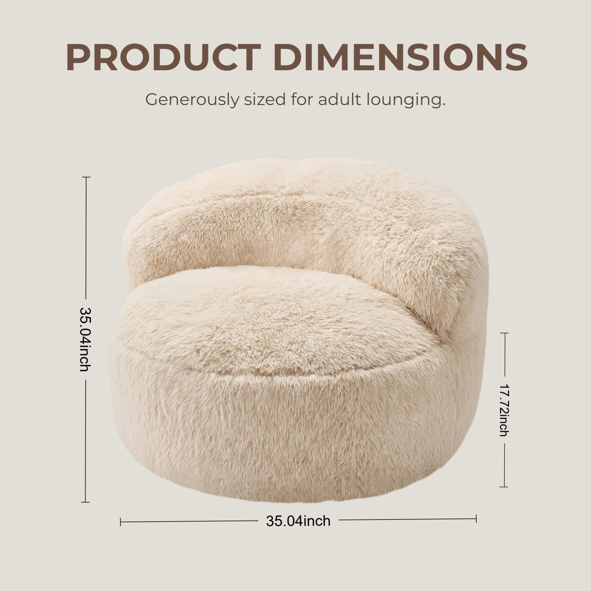 Fulsmile Bean Bag Chair Large Plush Chairs for Adults Giant Beanbag Chair Bean Bag Sofa with Stuffed Memory Foam Bean Lounger Chair for Reading Gaming Relaxing, Beige