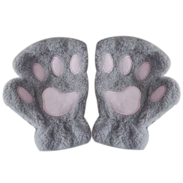 Sonducket Gato felpa garra guante novedad Halloween toalla medio cubierto mujeres mitones guantes sin dedos guantes y mitones gris Sonducket PS13236-03