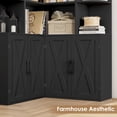 thumbnail image 5 of Hiphuta 74" Tall 6 Tier Corner Bookcase with 4 Doors, 31" Wide Farmhouse Large Corner Bookcase with Curved Edges, L Shaped Bookshelf for Office Living Room, Black, 5 of 6
