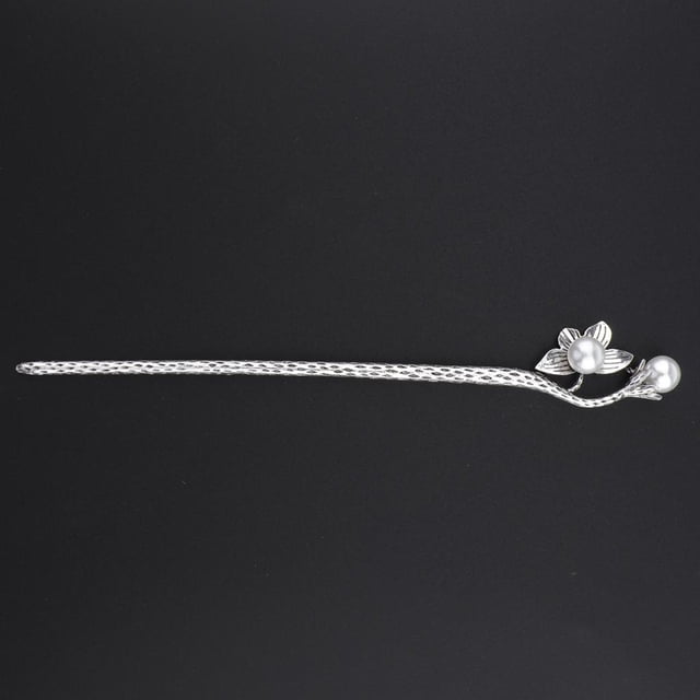 Pin de moño de horquilla Hugo de perlas de plata antigua para Forma de orquídea