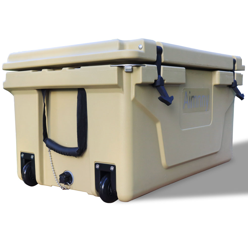 Khaki color ice cooler box 65QT camping ice chest beer box outdoor