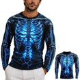 thumbnail image 4 of CONFREE Halloween Mens Short Sleeve Tshirts Crew Neck Spooky Skeleton Graphic Lightweight Fall Casual Tees, 4 of 6