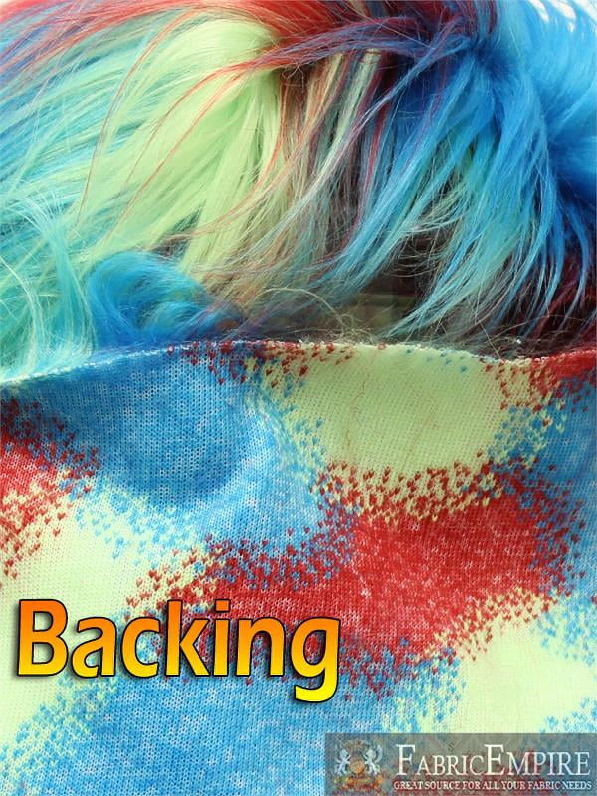 Faux Fur Fabric Long Pile 3 TONE RAINBOW RED LIME TURQUOISE/ 60" Wide / Sold by the yard