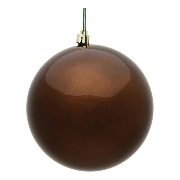 Pemberly Row 4" Plastic Ball Ornaments in Candy Mocha Brown (Set of 6)