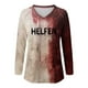 thumbnail image 3 of MHFRRA Camiseta de Manga Larga con Estampado de Manchas de Sangre para Mujer, Estilo Informal, para Fiesta de Halloween, con Cuello Alto, para Primavera, Verano y Otoño. Púrpura, 3 of 3