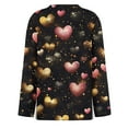 thumbnail image 5 of Valentine Day Shirts for Women Crew Neck Long Sleeve Spring Graphic Tee Love Heart Print Cute Loose Tunic Tops Black 2XL, 5 of 5