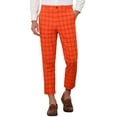 thumbnail image 1 of INSPIRE CHIC Pantalon Habillé à Carreaux pour Homme, devant Plat, Fuselé, Court, Pantalon à Carreaux 34 Orange, 1 of 5