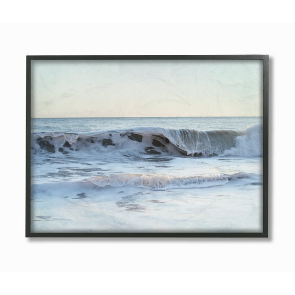 The Stupell Home Decor Collection Coastal Evening Beach Cresting Wave Photograph Framed Giclee Texturized Art, 11 x 1.5 x 14