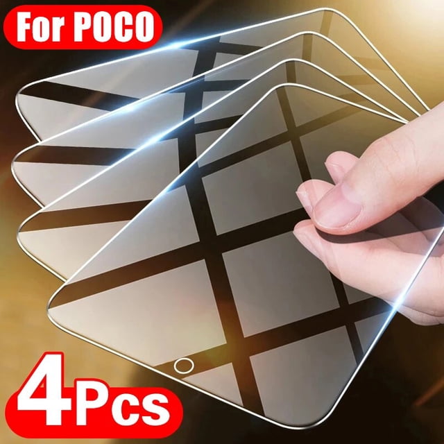Protector de pantalla de vidrio para teléfono móvil, película protectora para Poco X3 Pro X3 NFC M5S M5 para Xiaomi Poco F3 F4 GT F2 Pro M3 M4 X4 Pro 5G, 4 unidades