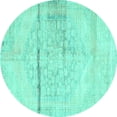 thumbnail image 1 of Ahgly Company Machine Washable Indoor Round Persian Turquoise Blue Traditional Area Rugs, 8' Round, 1 of 4