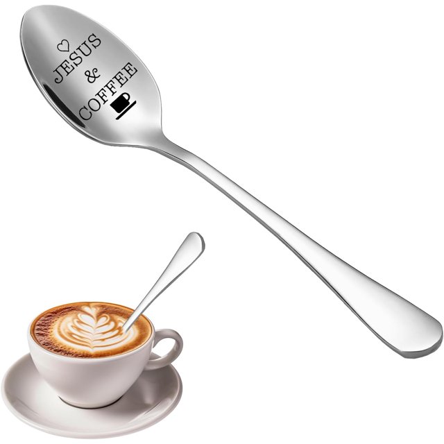 Jesus and Coffee Spoon Gifts for Coffee Lovers Christian Women Men Gift for Grandma Dad Christmas Birthday Gifts for Papa Jesus and Coffee Gift for Mom Friend Coffee Spoons