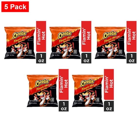 Cheetos Crunchy Cheese Flavored Snacks Flamin Hot Flavored 1 oz - 5 Pack
