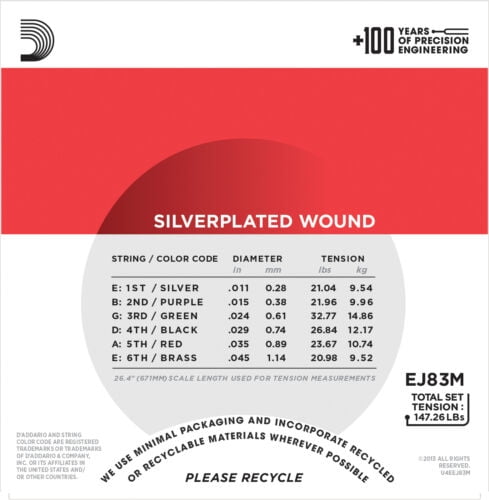 D'Addario Guitar Strings 5-Pack Gypsy Jazz Ball End Wound Silver Plated EJ83M