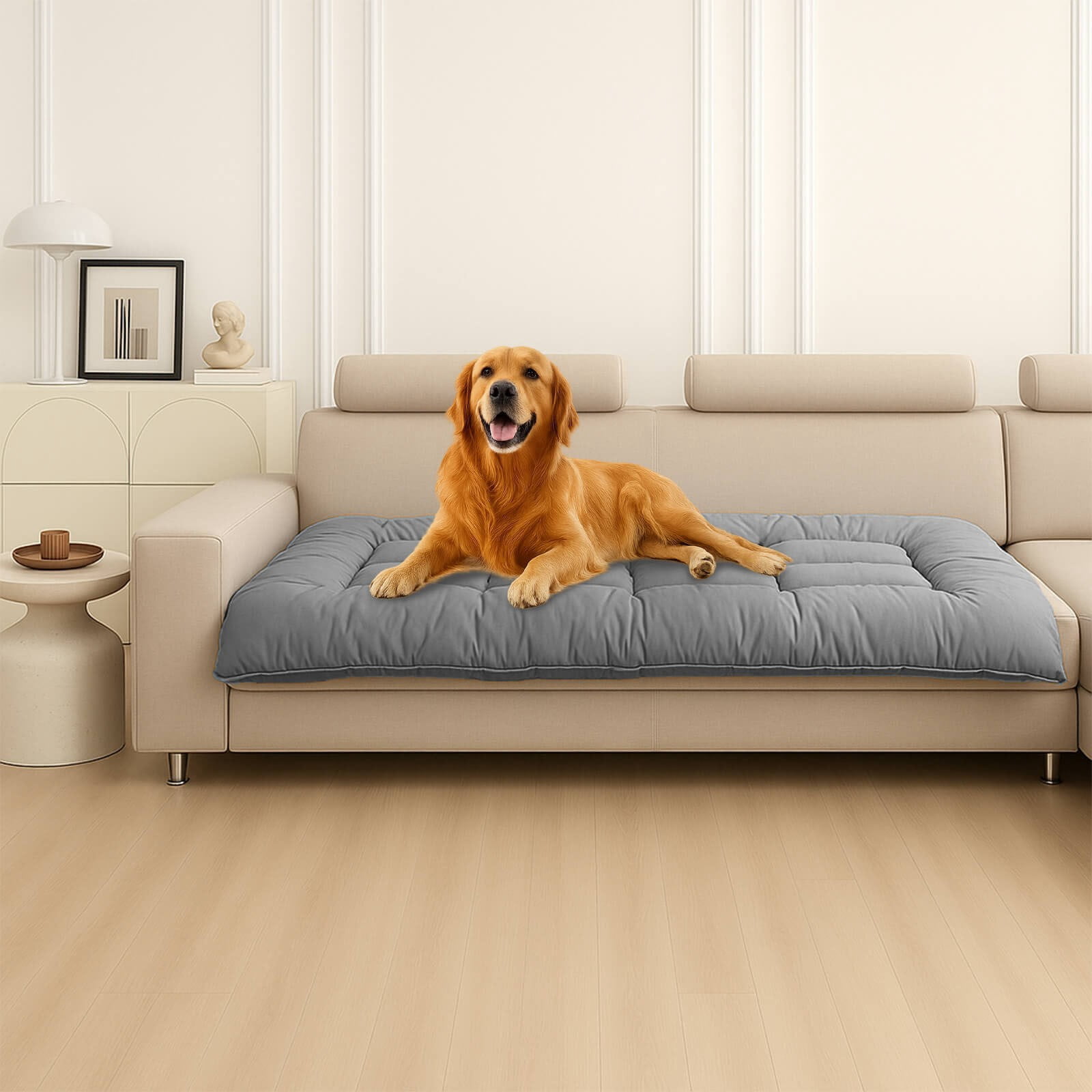 Outoloxit Ultimate Summer Cooling Mat for Dog Sofa Bed, Extra Large Soft Thick Polyester Pet Pad with Non-Slip Base, All-Season Comfort