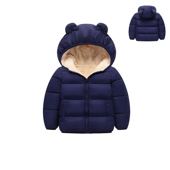Toddler Girl Winter Coat Puffer Jacket Boys Zipper Long Sleeve Windproof Jacket Outwear Warm Bear Hooded Outdoor Coats Baby Girl Winter Clothes 12-18 Months