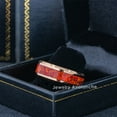 thumbnail image 4 of 8mm Rose Gold Tungsten Wedding Band - Synthetic Fire Opal Inlay Beveled Edge Comfort Fit Tungsten Ring - TN882WAs11.5, 4 of 4