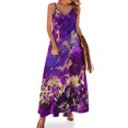 thumbnail image 1 of Vestido sin mangas con estampado de galaxia de mármol en morado real y dorado, ropa de vestir de lujo para mujer, 1 of 7
