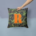 thumbnail image 2 of Letter R Monogram - Camo Green Fabric Decorative Pillow, 2 of 4