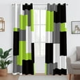 thumbnail image 2 of Lime Green 100% Blackout Curtains for Bedroom, Set Light Fresh Modern Abstract Geometric Black Out Curtains Insulated Room Darkening Window Drapes for Living Room 26"W x 45"L (Pack of 2), 2 of 6
