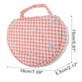 thumbnail image 2 of Bolsa de maquillaje con forma de corazón y patrón a cuadros para viajar, poliéster rojo, 2 of 6