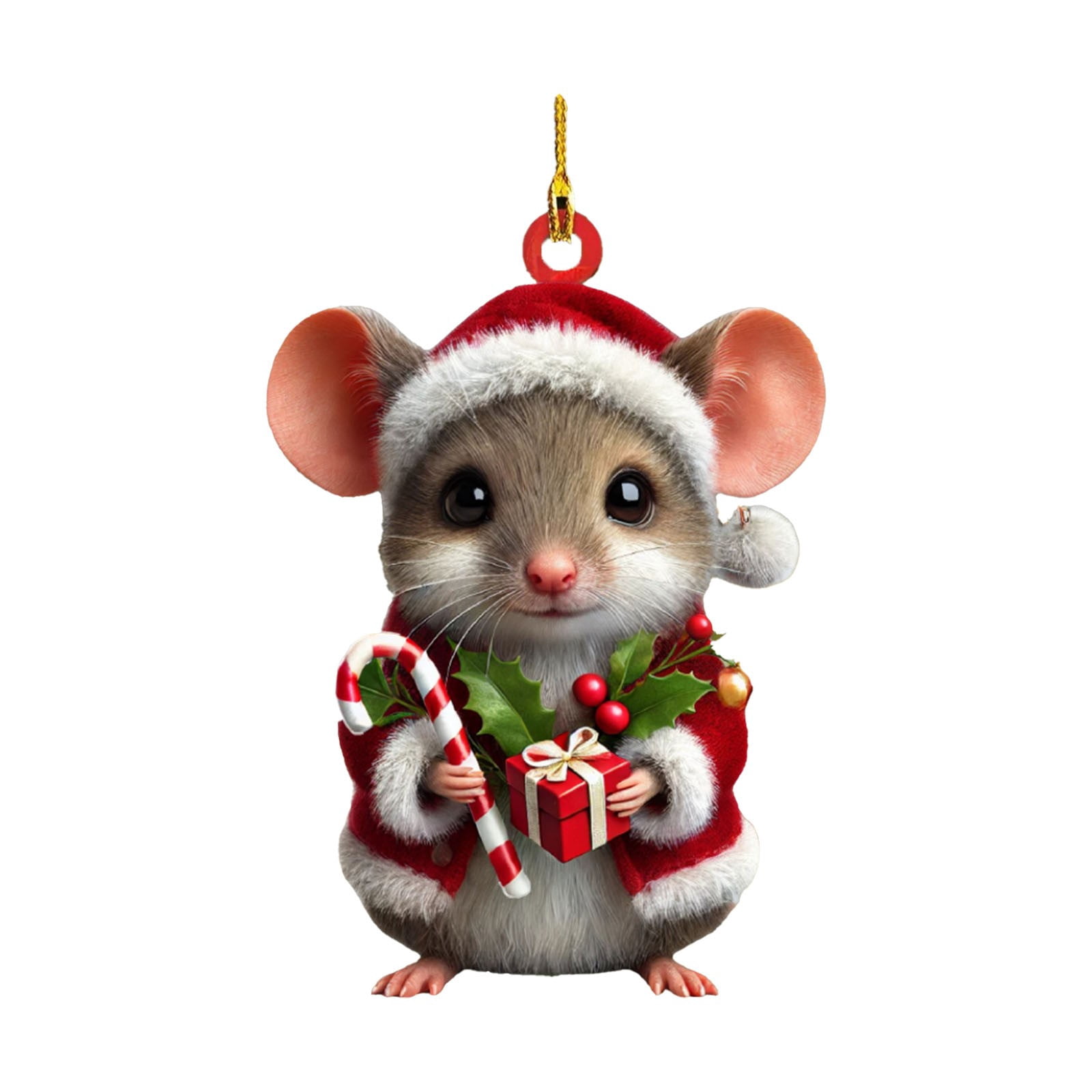 Cute Christmas Mouse Decorations,2D Flat Acrylic Hanging Christmas Tree Ornaments,Xmas Keepsake Pendant for Pet Lovers,Car Rear View Mirror Accessories,Xmas,Acrylic Mouse Pendant(2Pc)