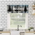 thumbnail image 4 of Misty Forest Valance Curtain, Rustic Farmhouse Pine Tree Landscape Country Woodland Deer Print Blackout Short Window Drape for Kitchen Living Room Bedroom, 54x18inch, 4 of 6