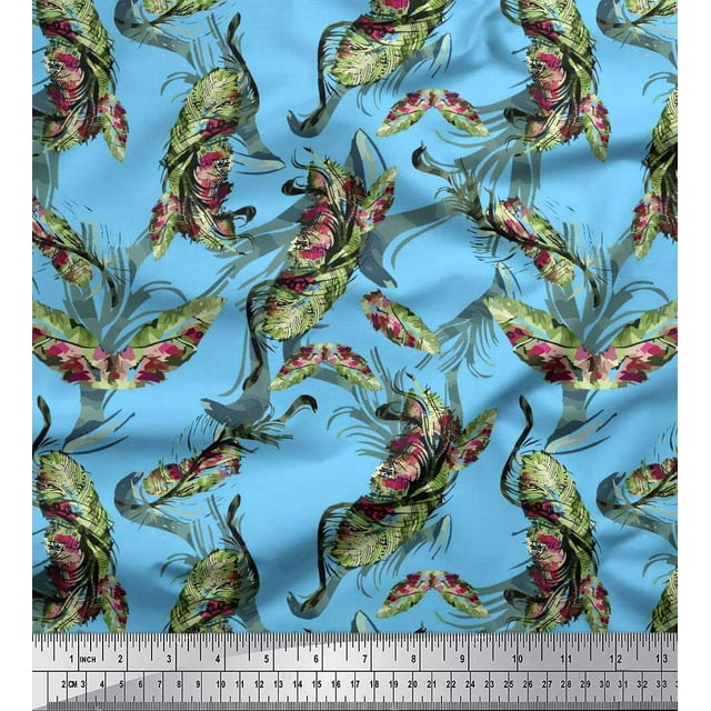 Soimoi Toile de Crêpe de polyester Feuilles & Texture Impression Tissu par la Cour 52 Pouces de Large