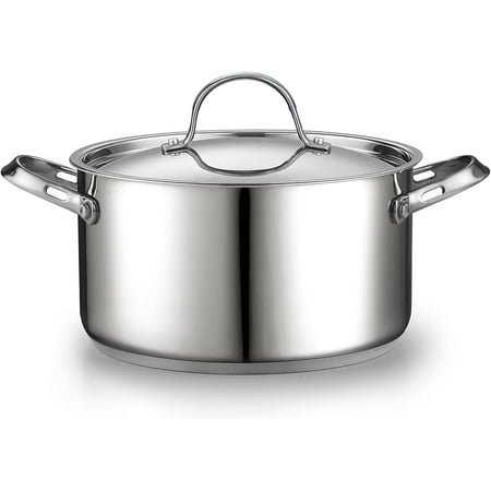

18/10 Stainless Steel Stockpot 16-Quart Classic Deep Cooking Pot Canning Cookware with Stainless Steel Lid Silver