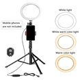 thumbnail image 1 of Anillo de luz Trípode para teléfono Soporte para lámpara LED USB Bluetooth Soporte para autofoto Soporte para cámara de teléfono Kit Accesorios Inevent EL001202-00, 1 of 7