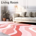 thumbnail image 2 of ODIKA 4'x6' Machine Washable Non-Slip Area Rug, Modern Abstract Waves Intertwined with Subtle Gradient Layers High Traffic Rug with Pad, Pink, 543989, 2 of 8
