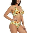 thumbnail image 2 of Kdxio Sunflowers And Butterflies Print Women's 2 Piece High Waisted Wrap Spaghetti Strap Summer Swimsuit Bikini Set-XX-Large, 2 of 7