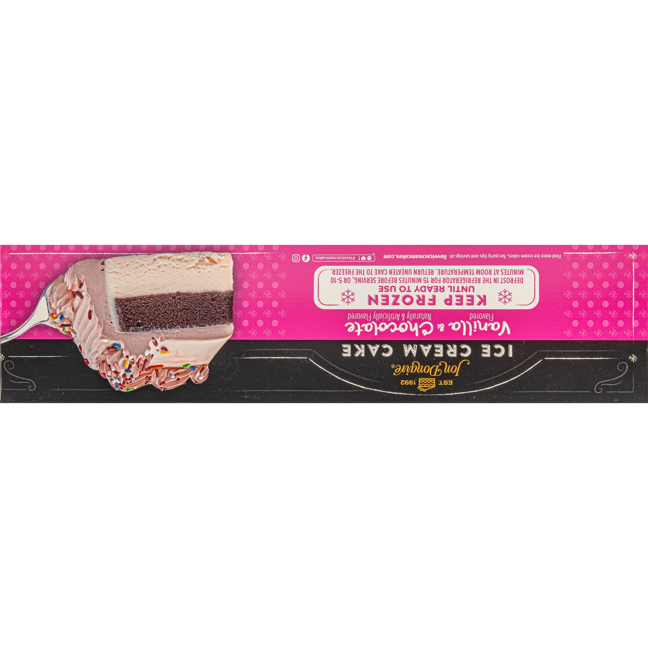 Jon Donaire 1/4 Sheet Ice Cream Cake, Vanilla Ice Cream & Chocolate Cake, Serves 18