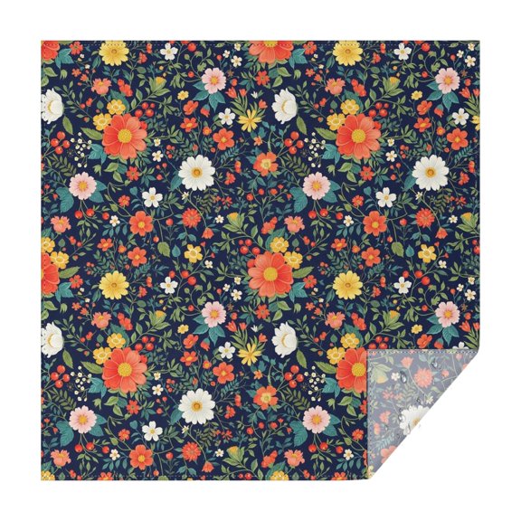 Pioneer Flower Floral Print Pattern Square Tablecloth, Waterproof Wipeable Spillproof Washable Table Cover for Home Kitchen Party and Daily Decor 60"x60"