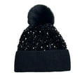 thumbnail image 4 of AWZXDE Winter Glitter Knit Hat With Ear Shield And Fuzzy Decoration Winter Hats For Women Thickened Warm Cap Black, 4 of 4