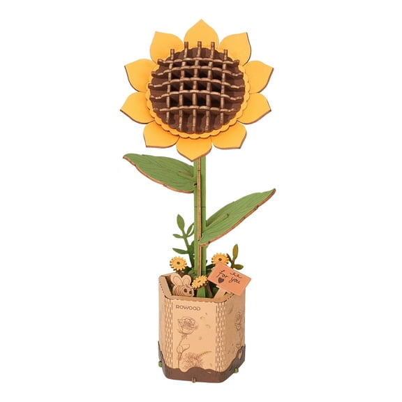 Robotime 3D Wooden Puzzle Sunflower DIY Model Building Kits Artifical Flower Toys for Girls Adults for Thanksgiving & Mother's Day & Valentine's Day & Birthday Gifts