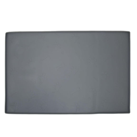 BOKYAN Anti‑Spill Silicone Pet Feeding Mat – Washable, Dishwasher Safe, Slip‑Proof, Large Dog Bowl Pad, Gray