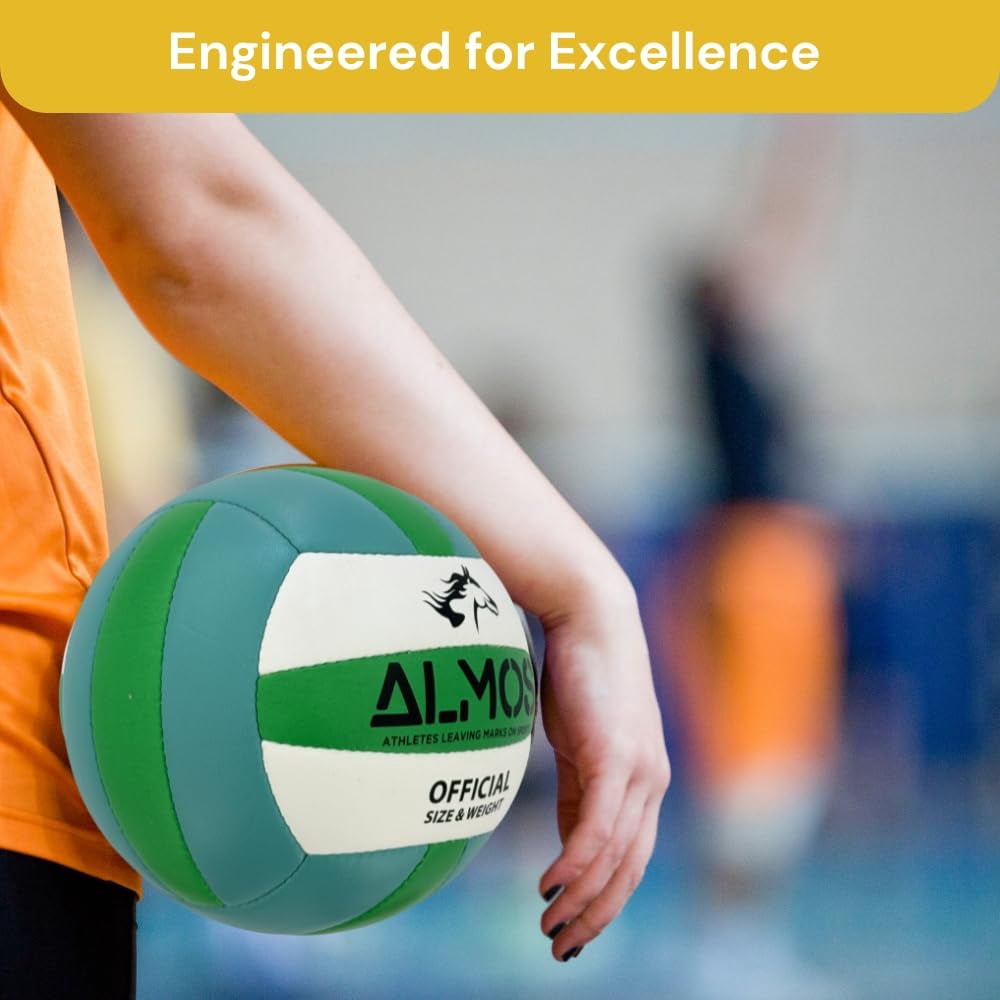 Almos Training Volleyball for Club, Indoor and Outdoor Play, Official Size 5 – Green  Turquoise