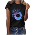 thumbnail image 1 of bvgfsahne T-Shirt Loose Blouse Casual Printing Tops Sleeves Letter Women O-Neck Short Women's Blouse, 1 of 6