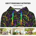thumbnail image 4 of Sikiie Neon Mardi Gras Women's Casual Hoodies Long Sleeve Lightweight Pullover Tops Loose Sweatshirt-X-Large, 4 of 7