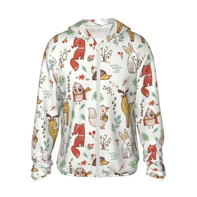 Vsdgher Sweat à Capuche Imprimé Petits Animaux Mignons pour Hommes Femmes, Manches Longues Protection Solaire Pêche Course Natation-Grand