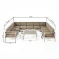 thumbnail image 4 of Melissa Outdoor Aluminum U-Shaped Sofa Sectional and Table Set, Silver and Khaki, 4 of 17